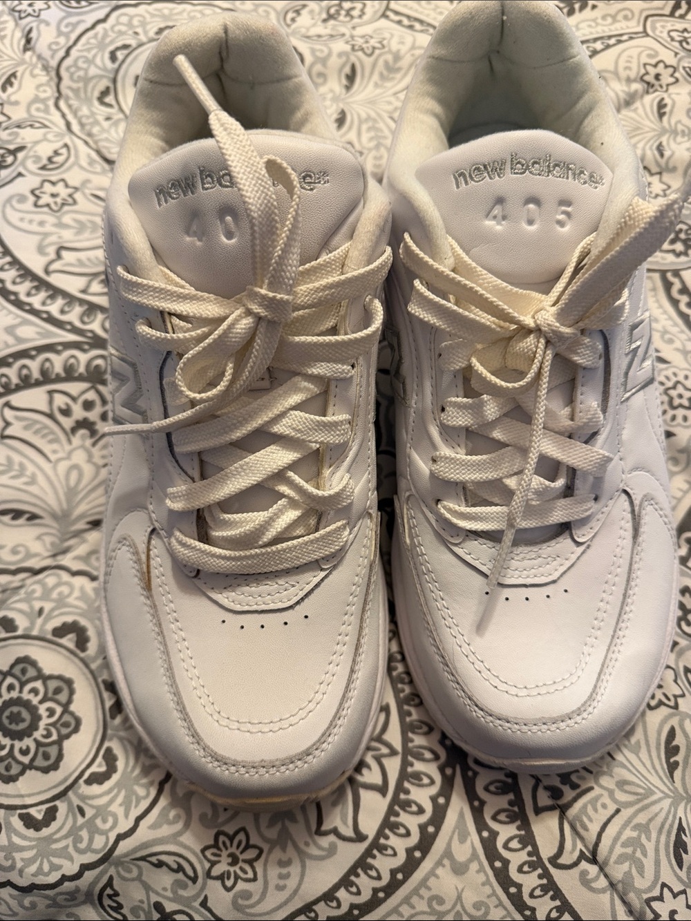 New Balance 405 White Athletic Lace-Up Sneakers